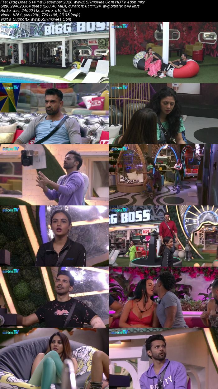 Bigg Boss S14 1st December 2020 HDTV 480p 720p 500MB Download