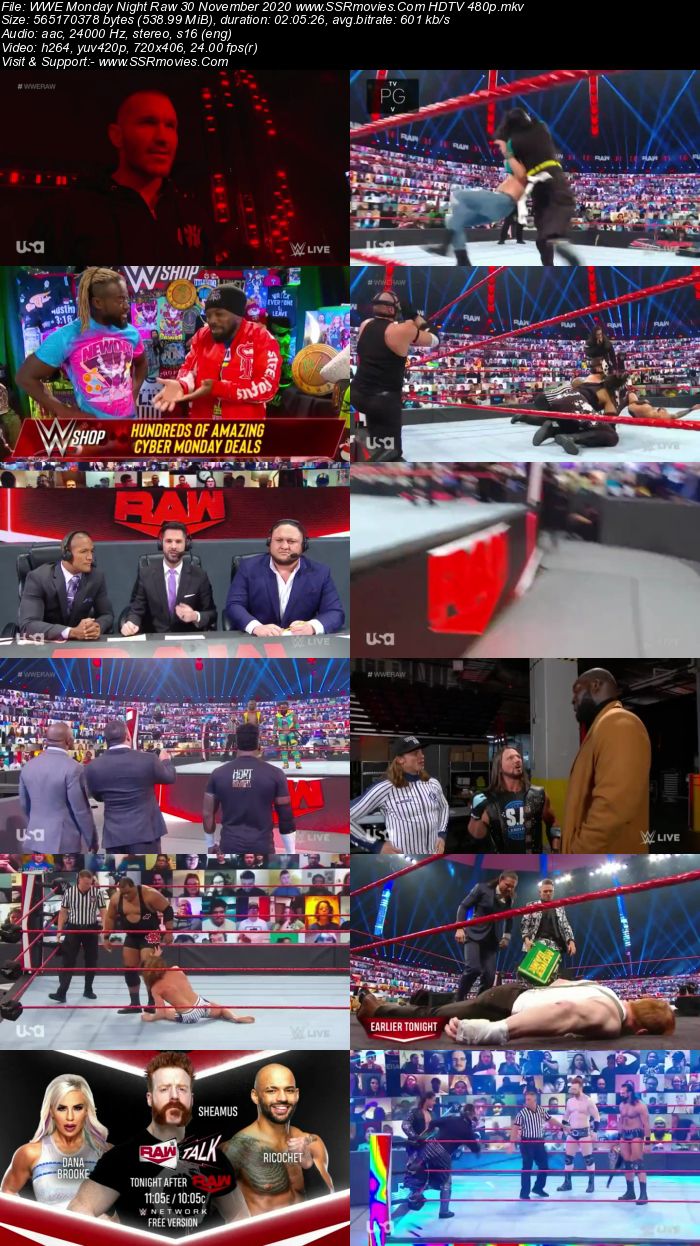 WWE Monday Night Raw 30 November 2020 HDTV 480p 720p Download