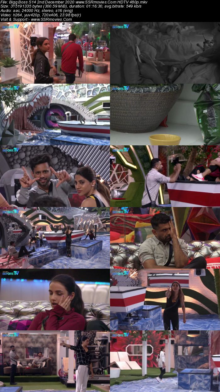 Bigg Boss S14 2nd December 2020 HDTV 480p 720p 500MB Download