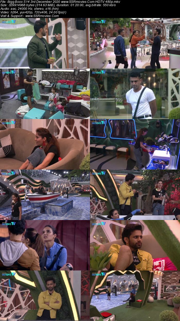 Bigg Boss S14 3rd December 2020 HDTV 480p 720p 500MB Download