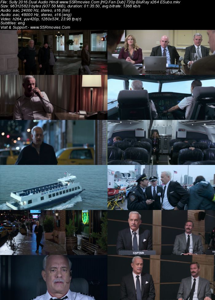 Sully (2016) Dual Audio Hindi 480p BluRay x264 300MB ESubs Full Movie Download