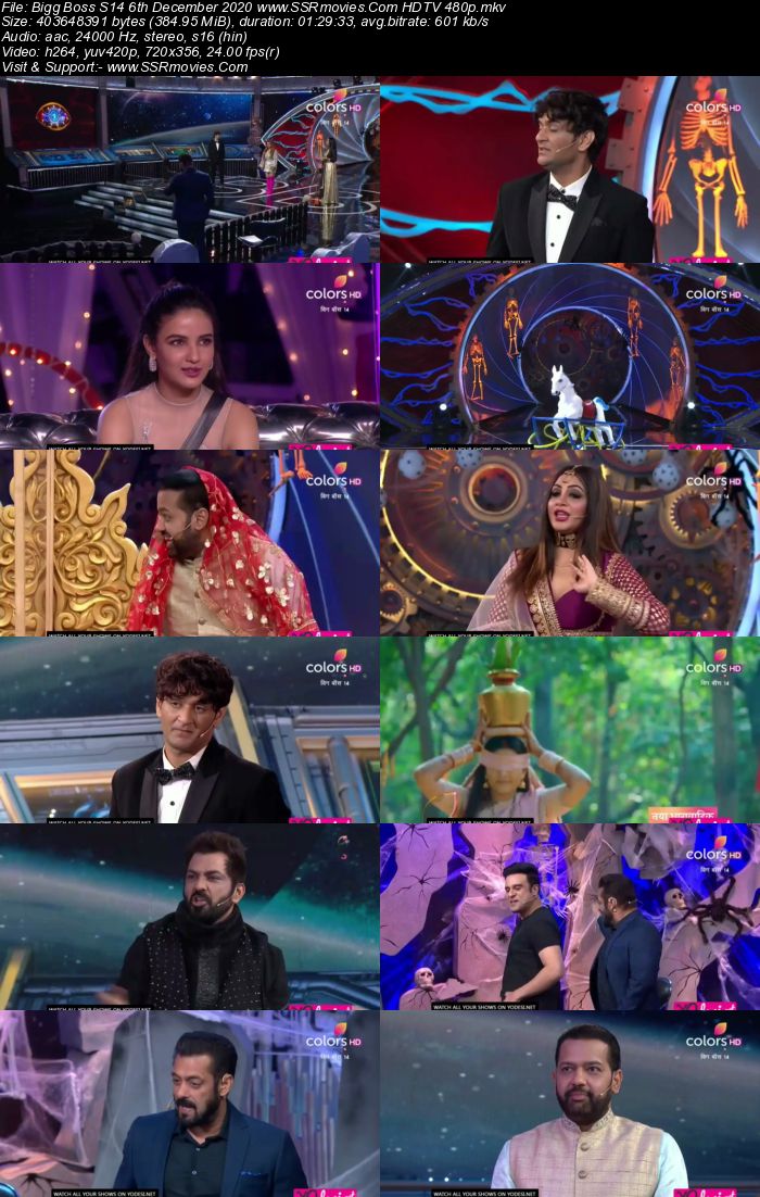 Bigg Boss S14 6th December 2020 HDTV 480p 720p 500MB Download