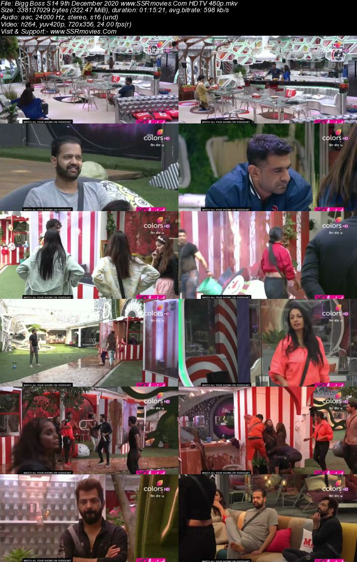 Bigg Boss S14 9th December 2020 HDTV 480p 720p 500MB Download