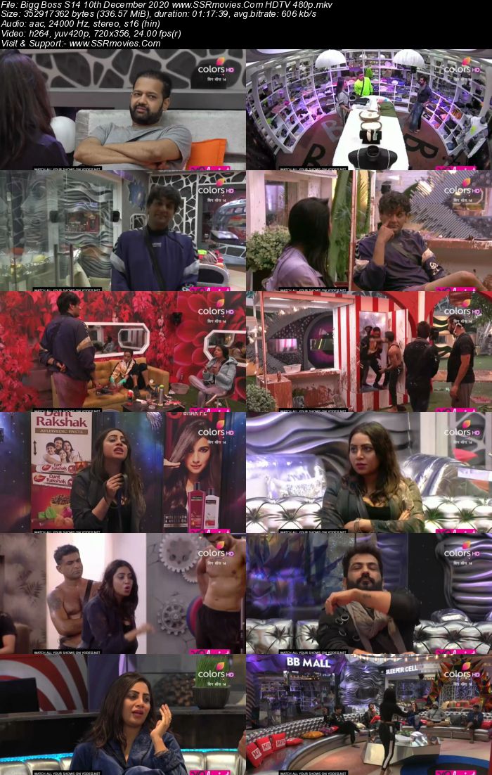 Bigg Boss S14 10th December 2020 HDTV 480p 720p 500MB Download