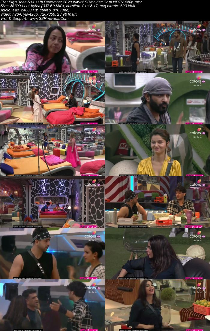 Bigg Boss S14 11th December 2020 HDTV 480p 720p 500MB Download