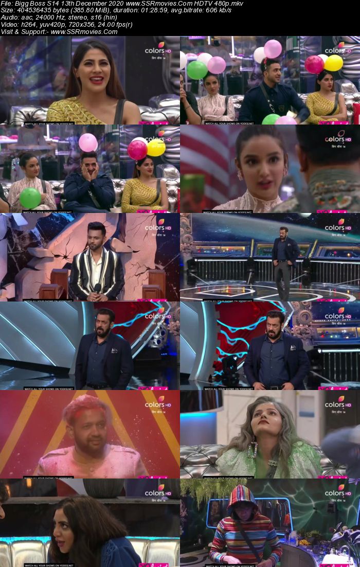 Bigg Boss S14 13th December 2020 HDTV 480p 720p 500MB Download