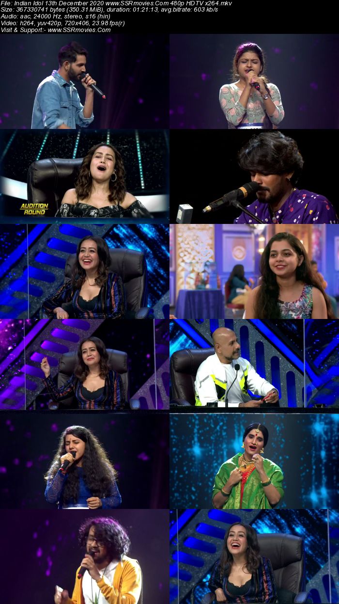 Indian Idol 13 December 2020 480p 720p HDTV x264 300MB Download