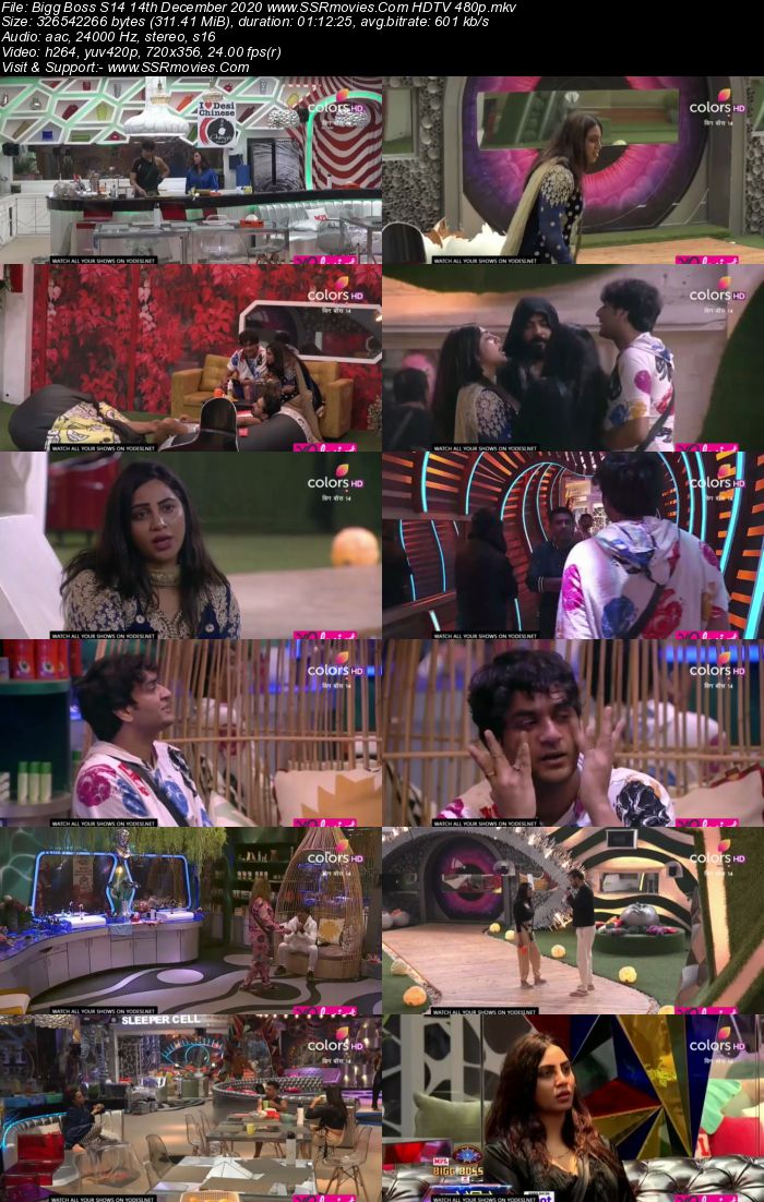 Bigg Boss S14 14th December 2020 HDTV 480p 720p 500MB Download