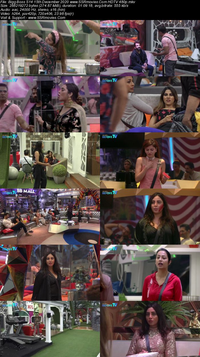 Bigg Boss S14 15th December 2020 HDTV 480p 720p 500MB Download