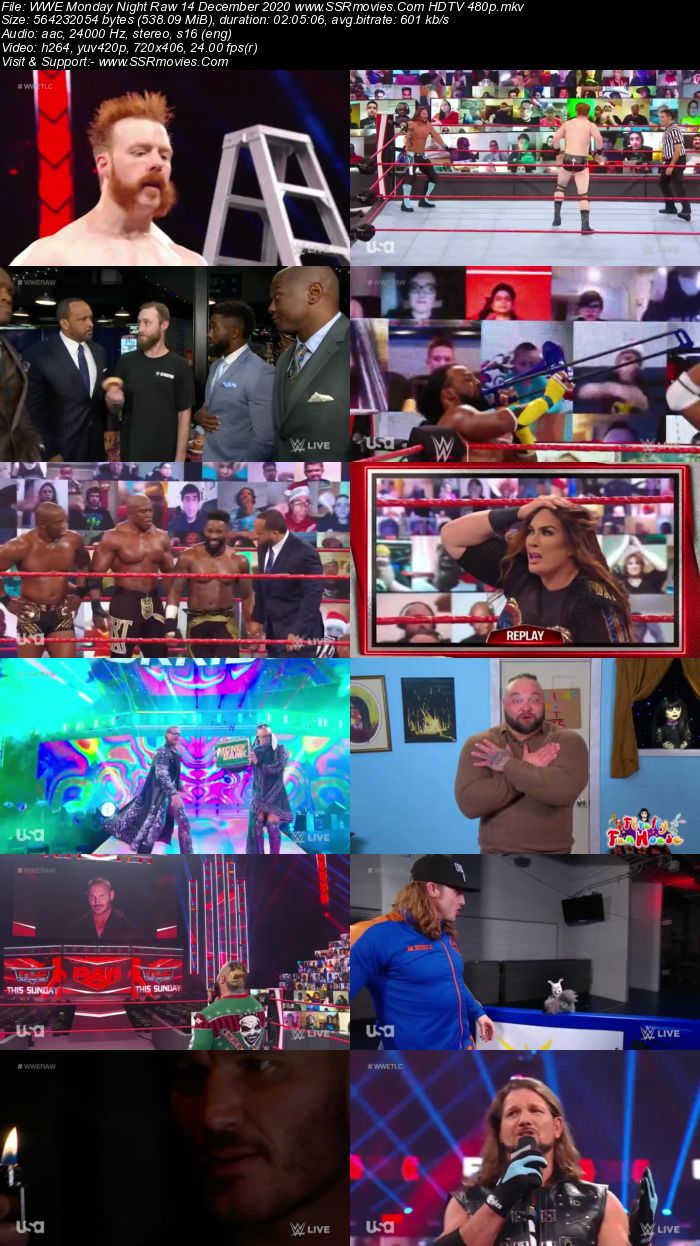 WWE Monday Night Raw 14 December 2020 HDTV 480p 720p Download