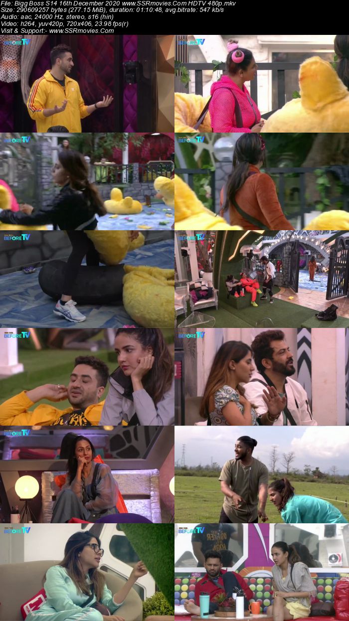 Bigg Boss S14 16th December 2020 HDTV 480p 720p 500MB Download