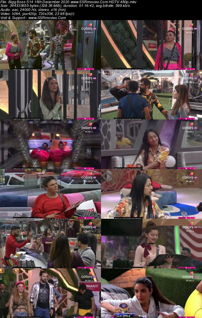 Bigg Boss S14 18th December 2020 HDTV 480p 720p 500MB Download