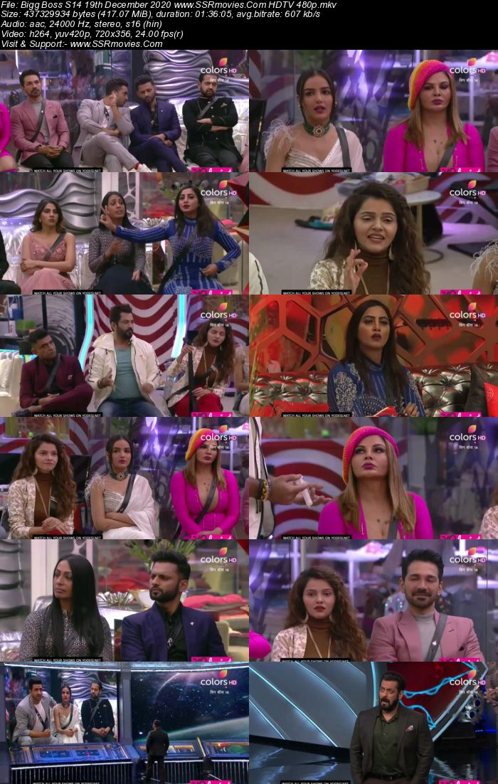 Bigg Boss S14 19th December 2020 HDTV 480p 720p 500MB Download