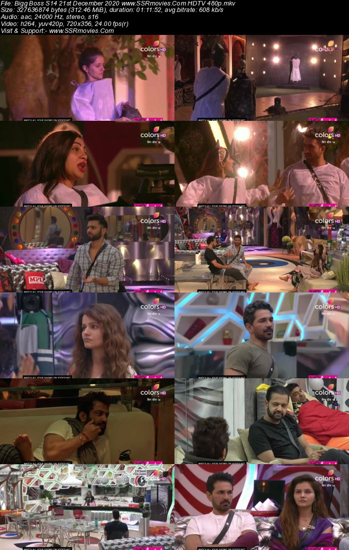 Bigg Boss S14 21st December 2020 HDTV 480p 720p 500MB Download