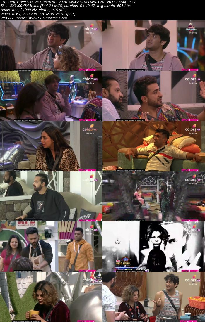 Bigg Boss S14 24 December 2020 HDTV 480p 720p 500MB Download