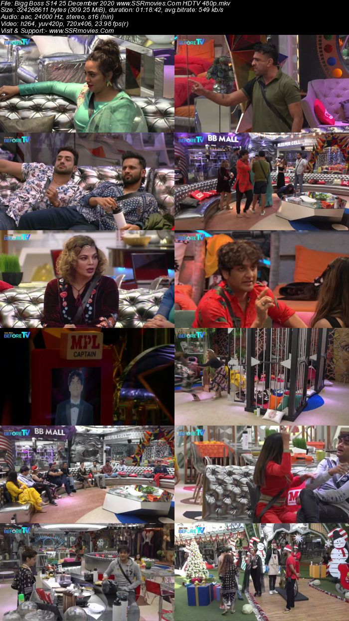 Bigg Boss S14 25 December 2020 HDTV 480p 720p 500MB Download