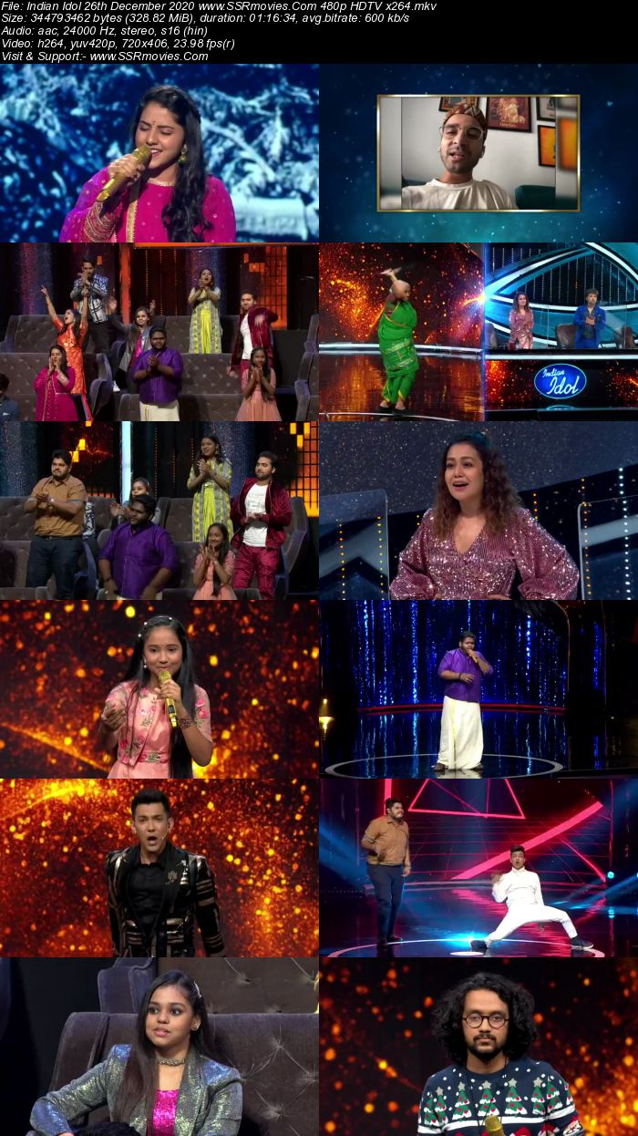 Indian Idol 26 December 2020 480p 720p HDTV x264 300MB Download