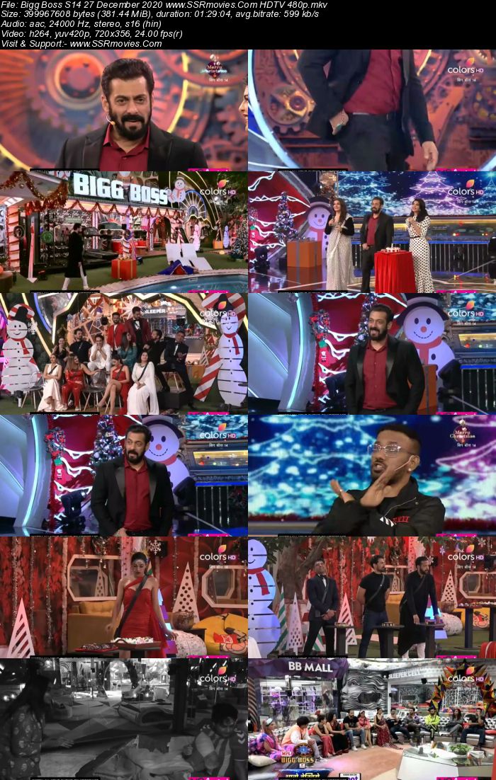 Bigg Boss S14 27 December 2020 HDTV 480p 720p 500MB Download