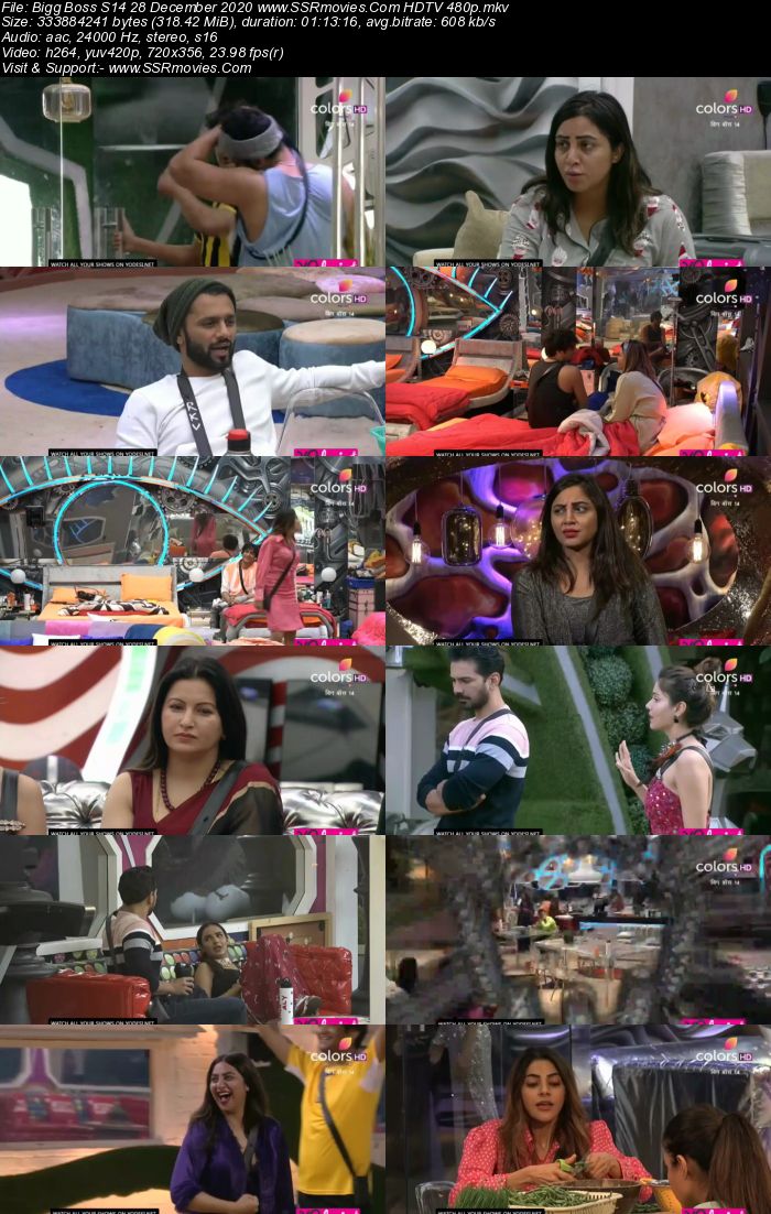 Bigg Boss S14 28 December 2020 HDTV 480p 720p 500MB Download