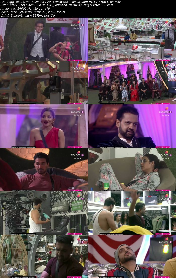 Bigg Boss S14 4th January 2021 HDTV 480p 720p 500MB Download