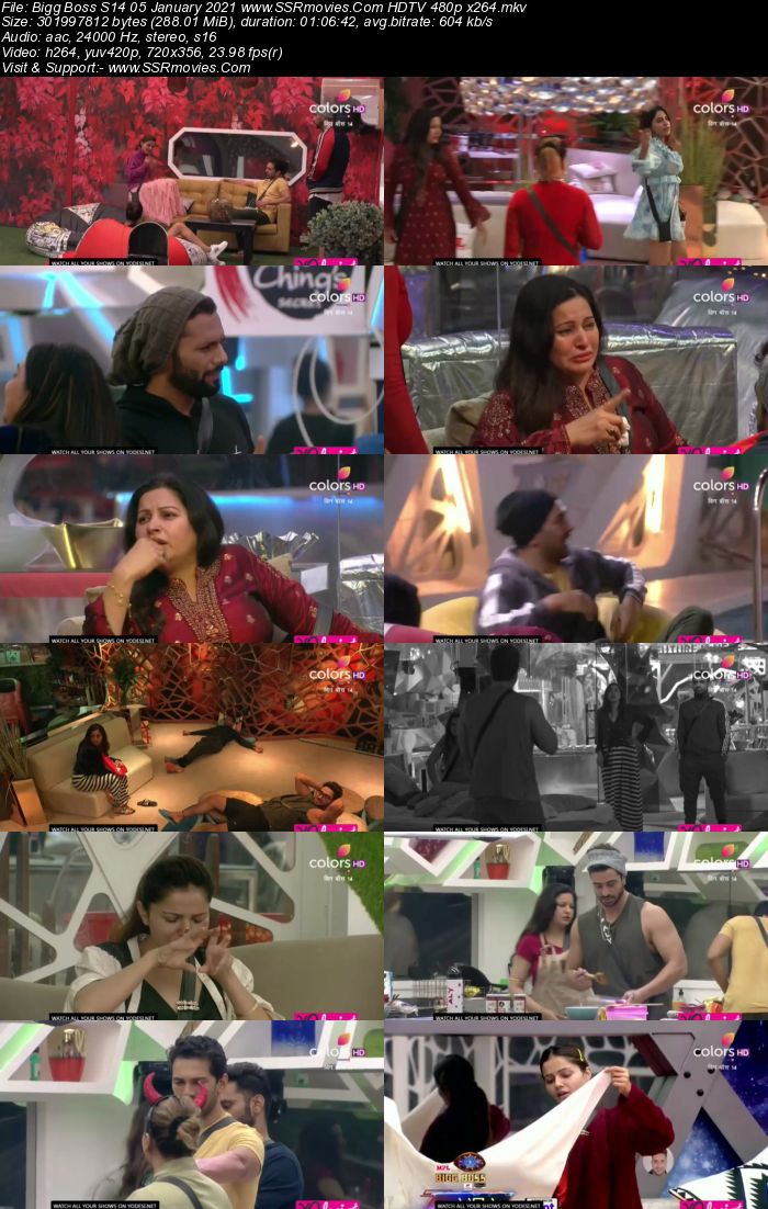 Bigg Boss S14 5th January 2021 HDTV 480p 720p 500MB Download