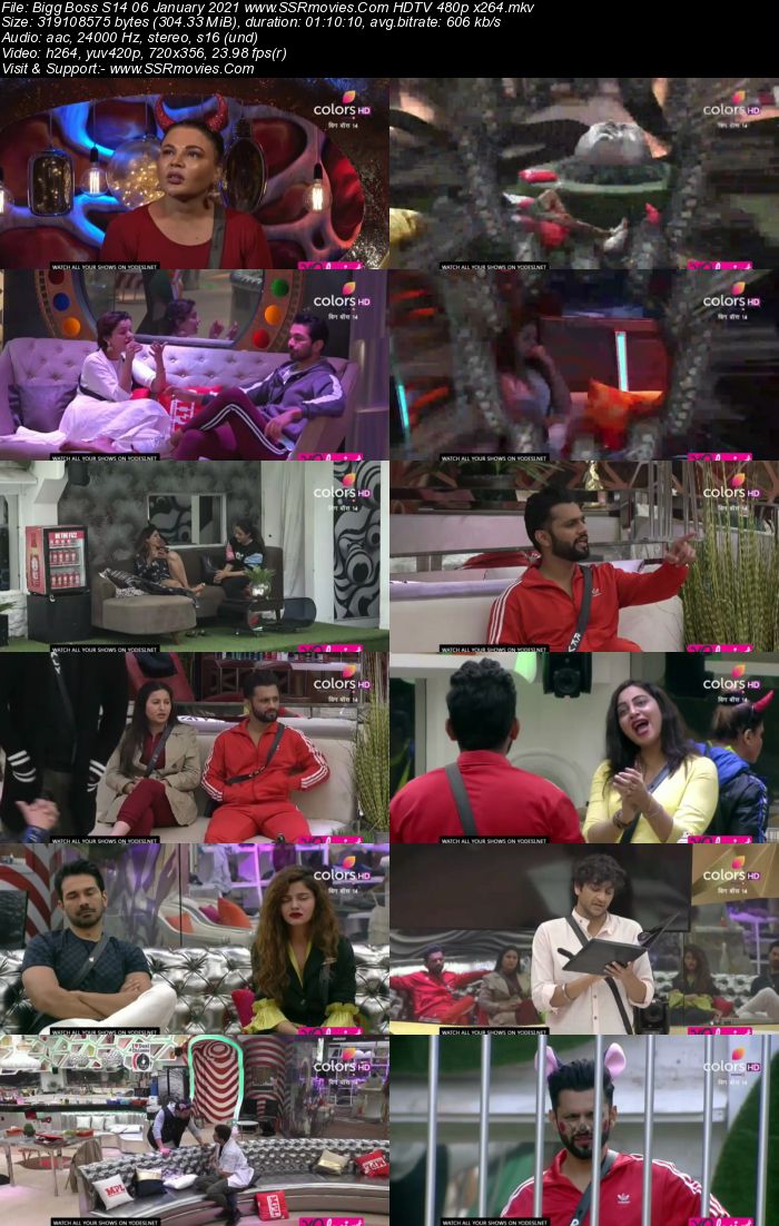 Bigg Boss S14 6th January 2021 HDTV 480p 720p 500MB Download