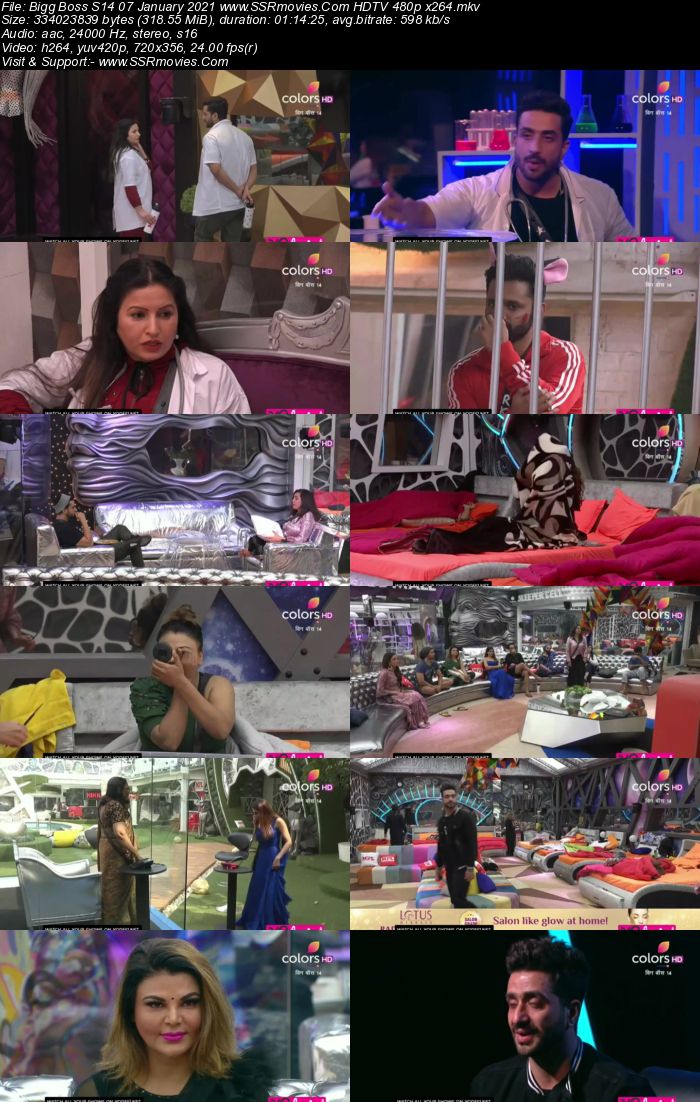 Bigg Boss S14 7th January 2021 HDTV 480p 720p 500MB Download