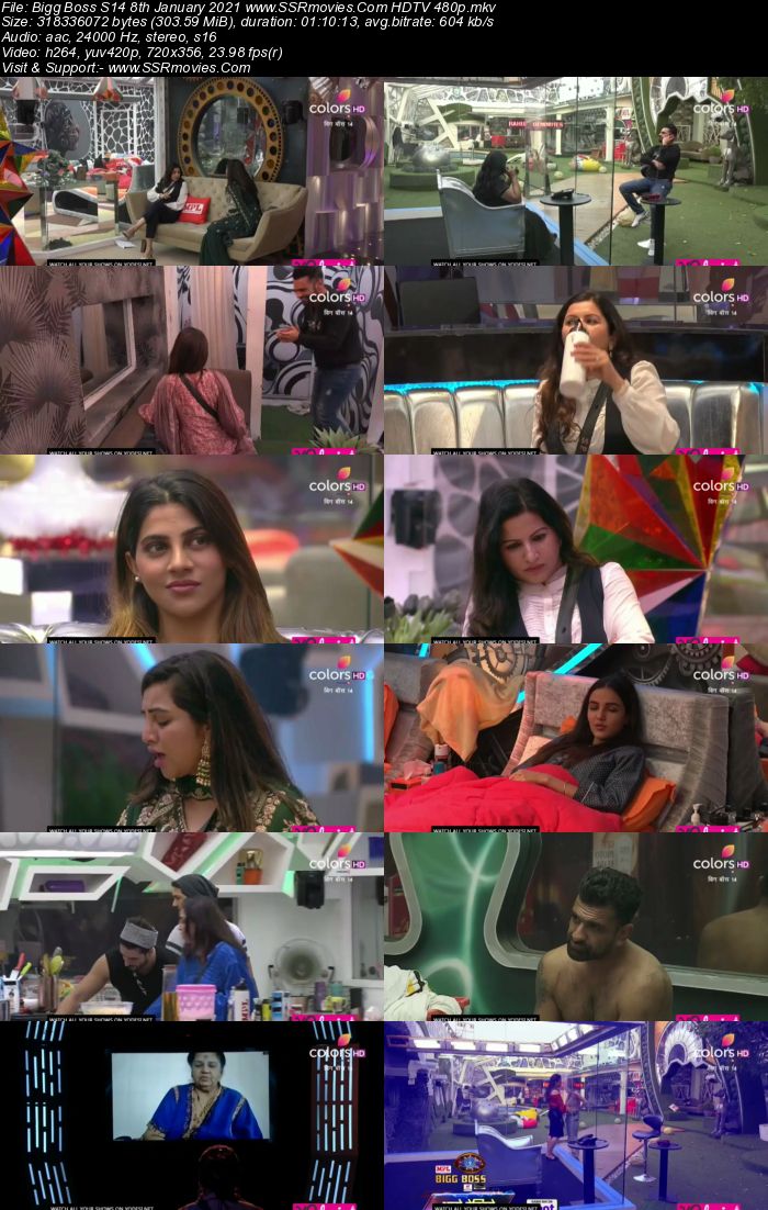 Bigg Boss S14 8th January 2021 HDTV 480p 720p 500MB Download