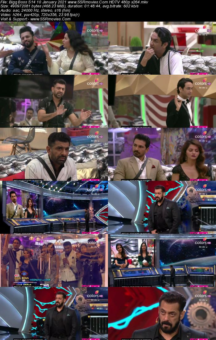 Bigg Boss S14 10th January 2021 HDTV 480p 720p 500MB Download