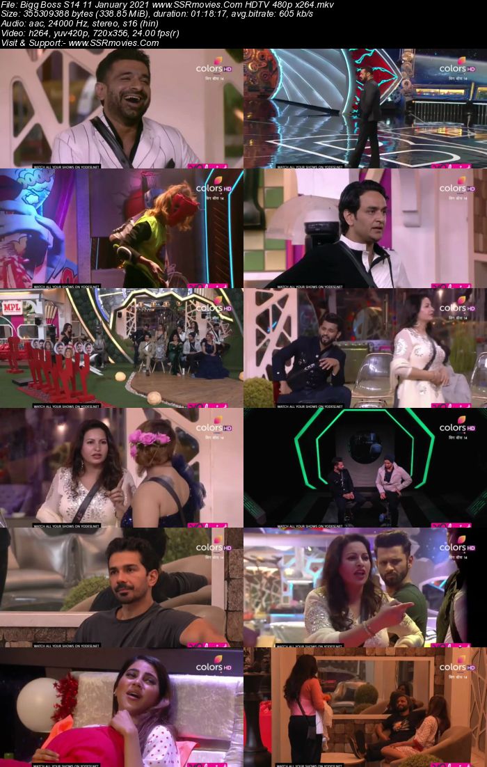 Bigg Boss S14 11th January 2021 HDTV 480p 720p 500MB Download