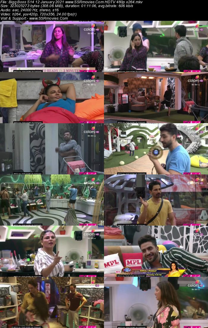 Bigg Boss S14 12th January 2021 HDTV 480p 720p 500MB Download