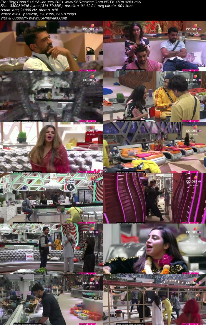 Bigg Boss S14 13th January 2021 HDTV 480p 720p 500MB Download