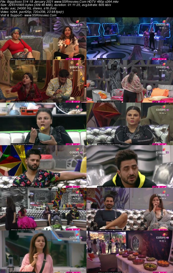 Bigg Boss S14 18 January 2021 HDTV 480p 720p 500MB Download