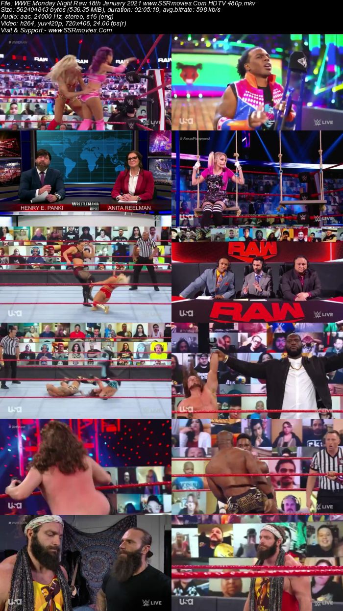 WWE Monday Night Raw 18th January 2021 HDTV 480p 720p Download