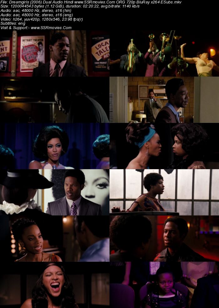 Dreamgirls (2006) Dual Audio Hindi 480p BluRay x264 450MB ESubs Full Movie Download