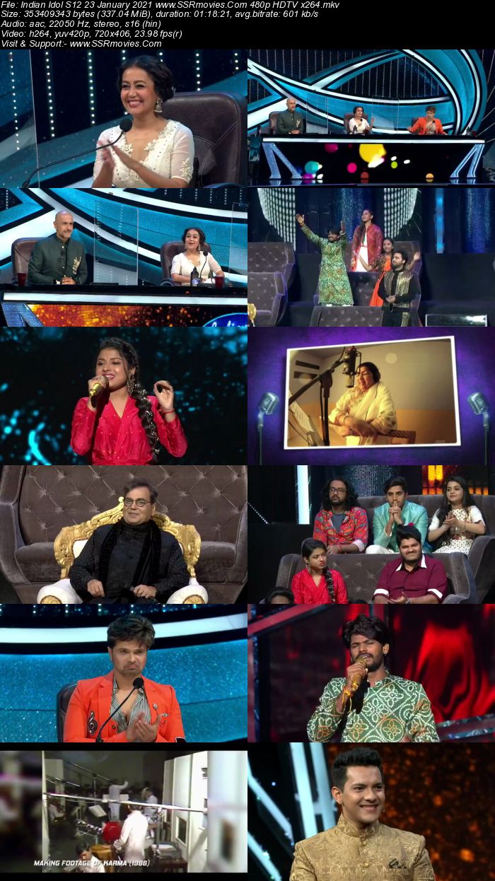 Indian Idol 23 January 2021 480p 720p HDTV x264 300MB Download