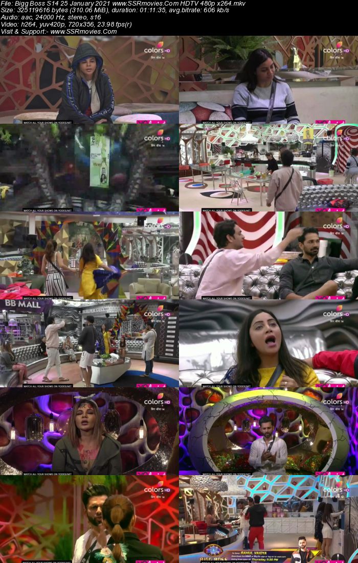 Bigg Boss S14 25 January 2021 HDTV 480p 720p 500MB Download