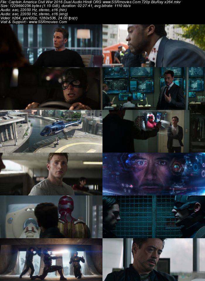 Captain America: Civil War (2016) Dual Audio Hindi 720p BluRay x264 1.1GB Full Movie Download