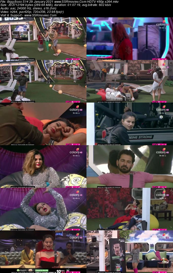 Bigg Boss S14 29 January 2021 HDTV 480p 720p 500MB Download