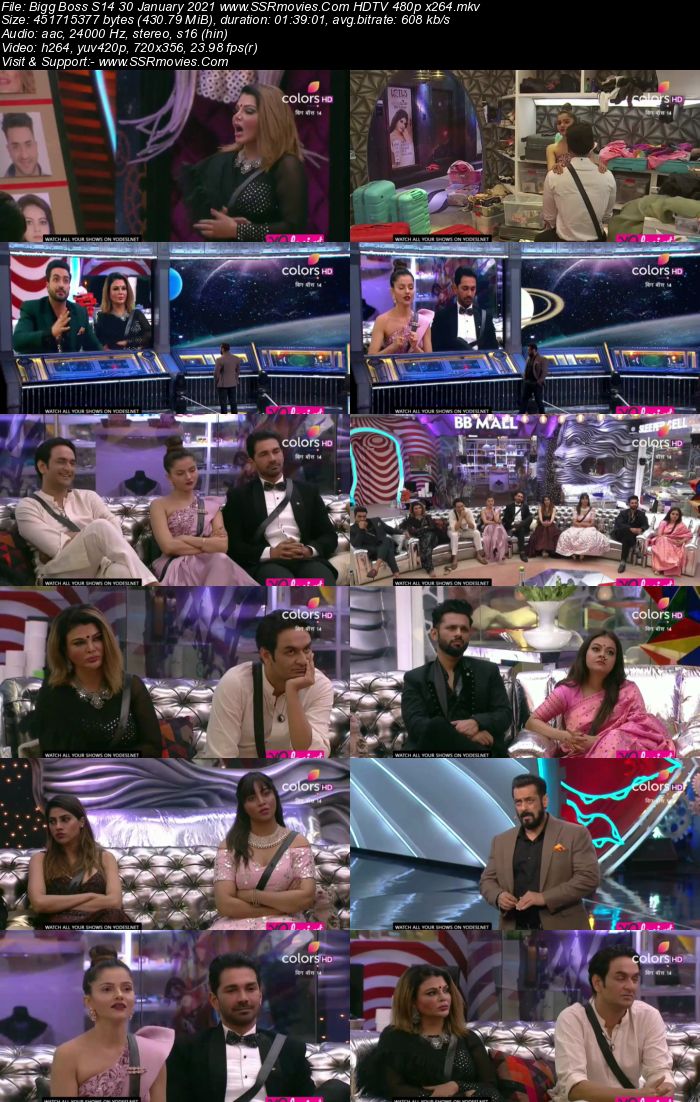 Bigg Boss S14 30 January 2021 HDTV 480p 720p 500MB Download