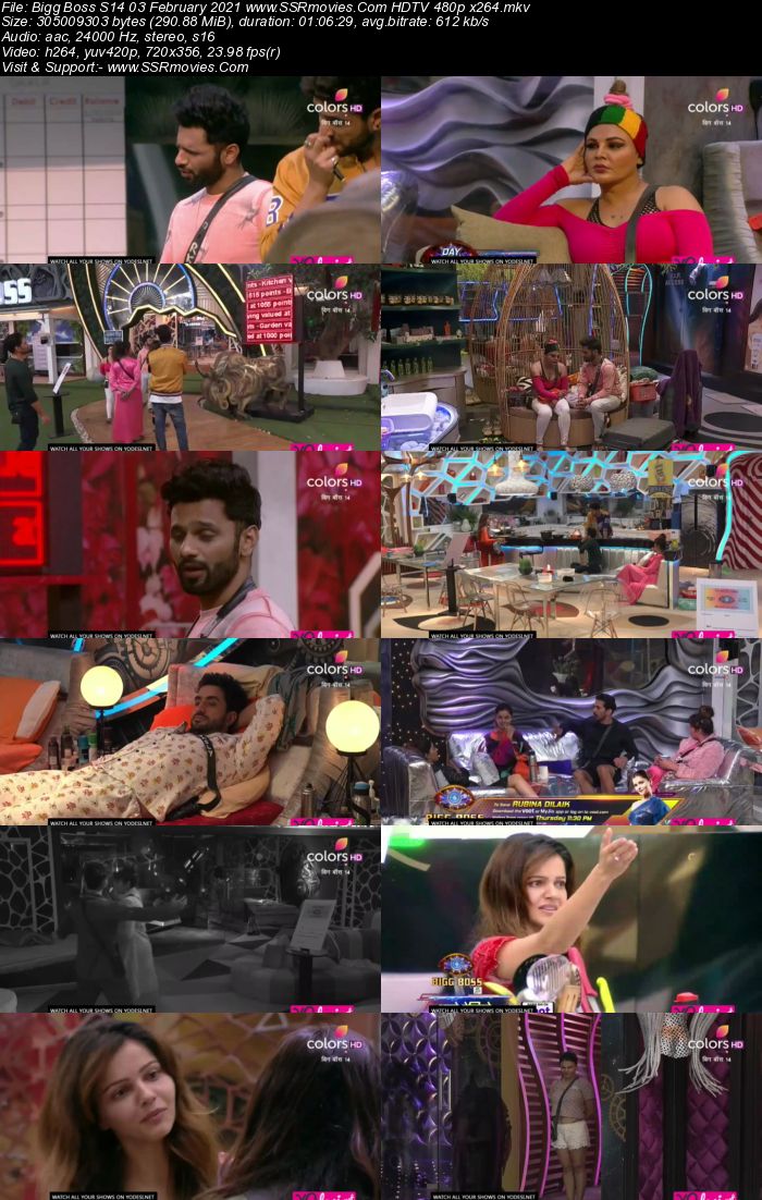 Bigg Boss S14 03 February 2021 HDTV 480p 720p 500MB Download