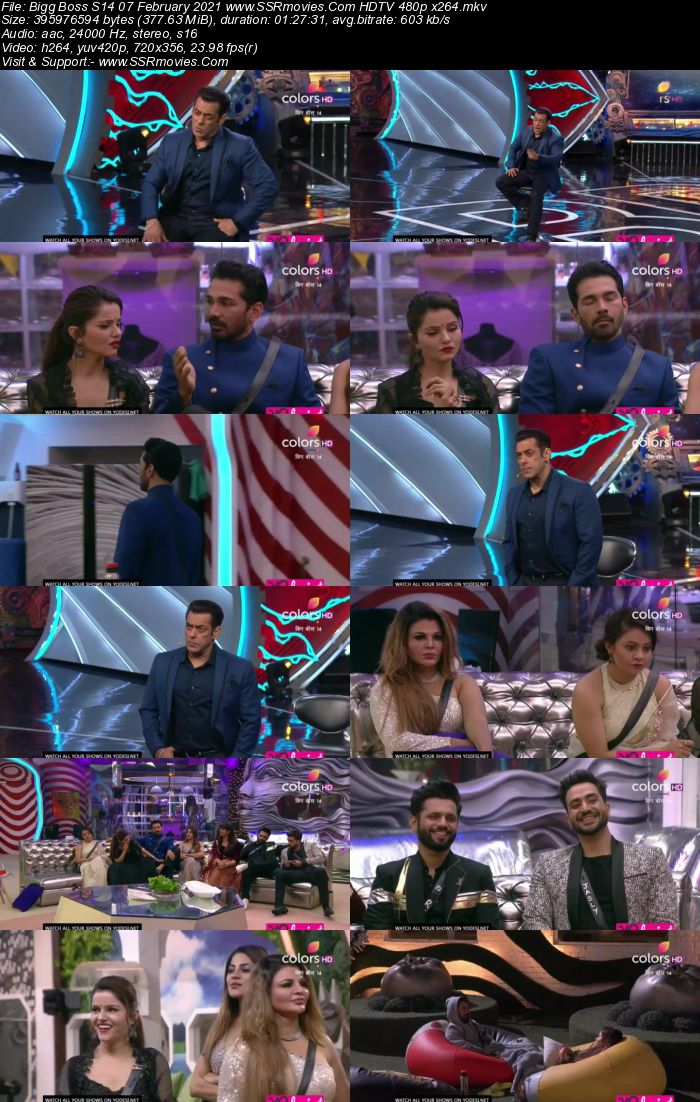 Bigg Boss S14 7th February 2021 HDTV 480p 720p 500MB Download