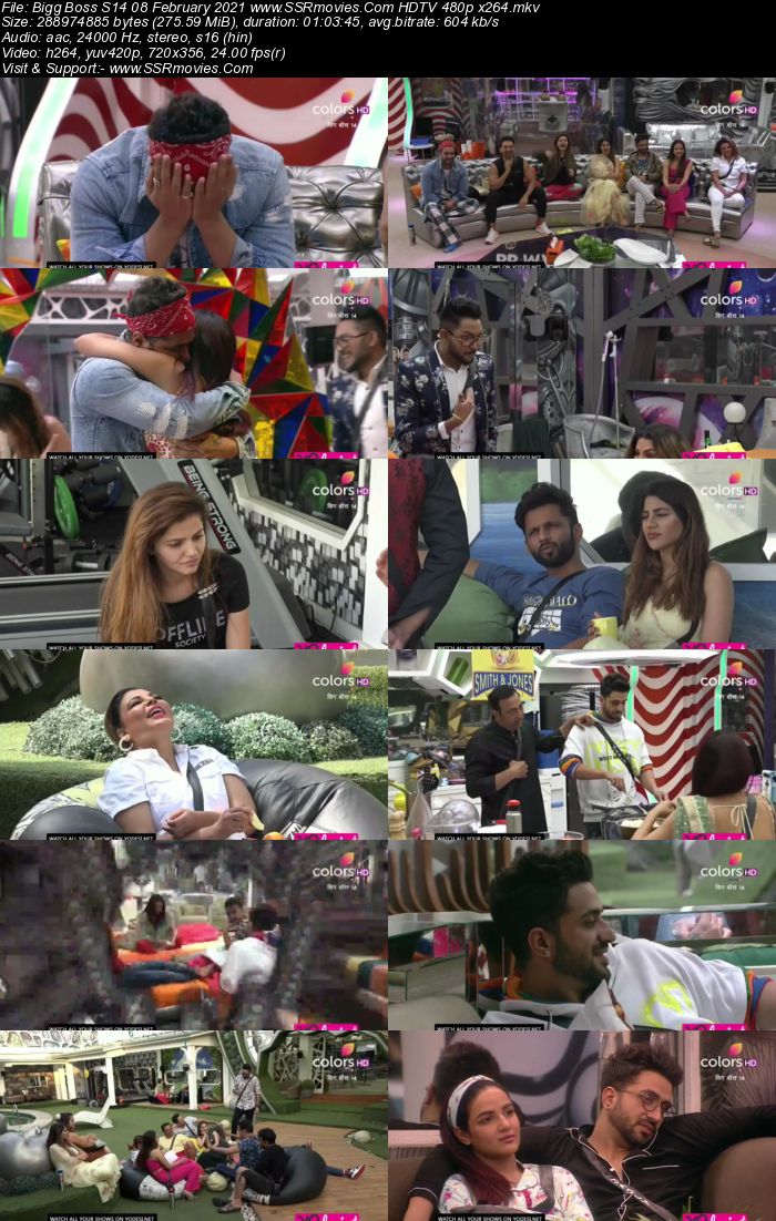 Bigg Boss S14 8th February 2021 HDTV 480p 720p 500MB Download