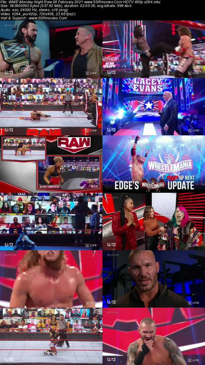 WWE Monday Night Raw 8th February 2021 HDTV 480p 720p Download