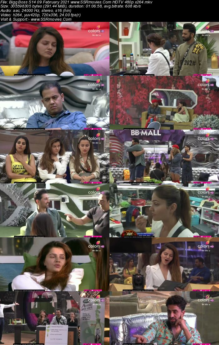 Bigg Boss S14 9th February 2021 HDTV 480p 720p 500MB Download