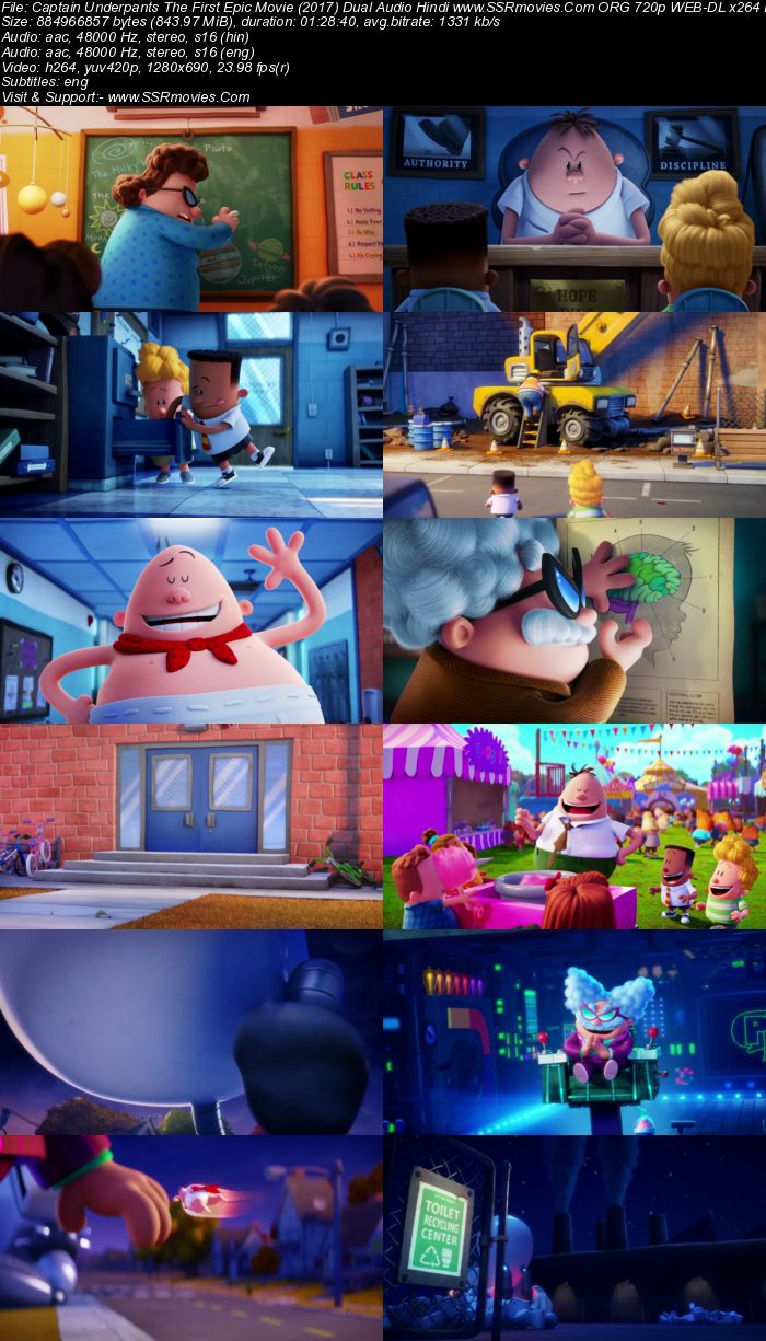 Captain Underpants: The First Epic Movie (2017) Dual Audio Hindi 720p WEB-DL x264 850MB Full Movie Download
