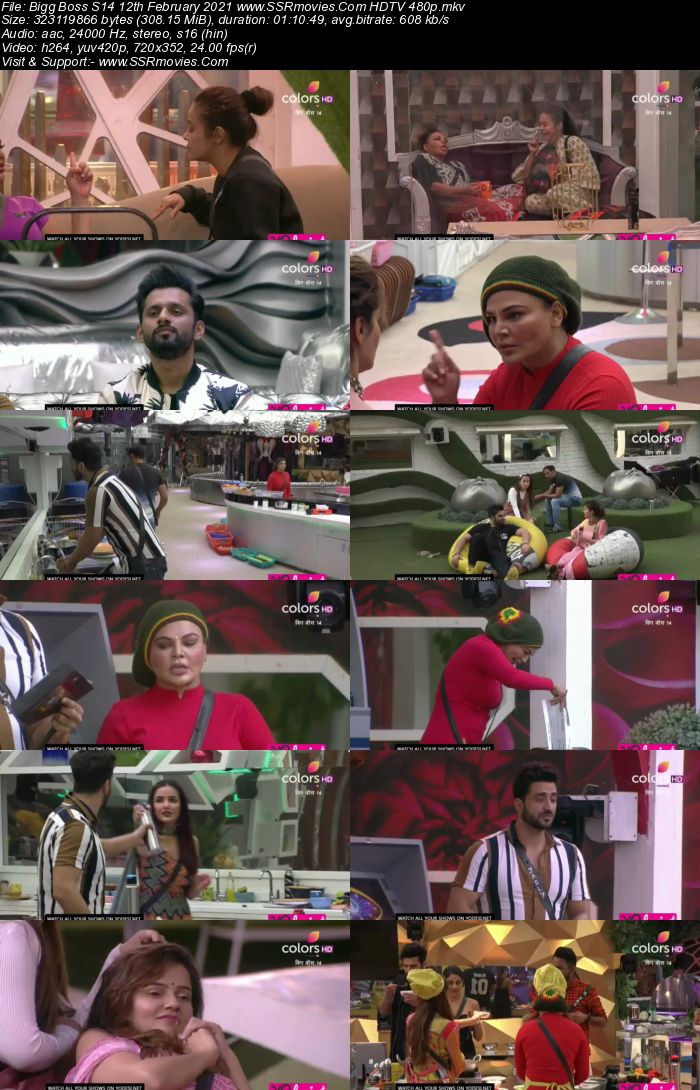 Bigg Boss S14 12th February 2021 HDTV 480p 720p 500MB Download