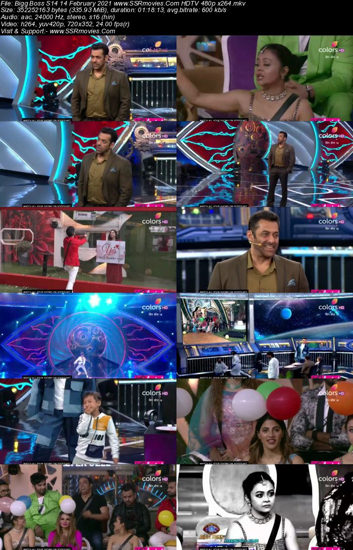 Bigg Boss S14 14th February 2021 HDTV 480p 720p 500MB Download