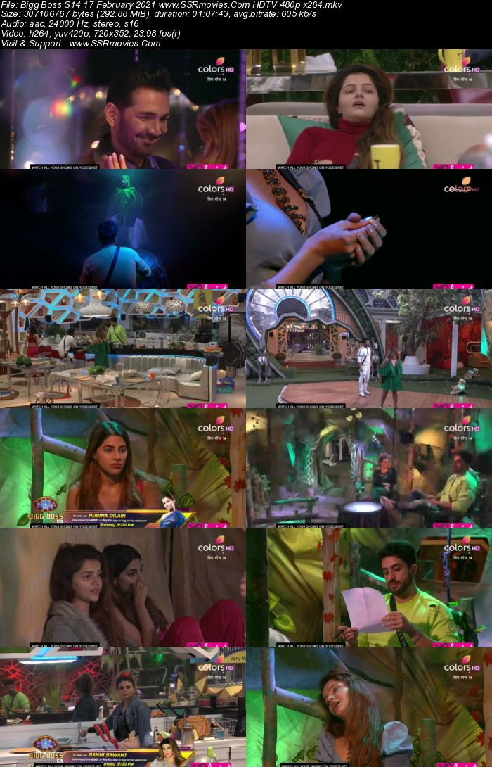 Bigg Boss S14 17th February 2021 HDTV 480p 720p 500MB Download