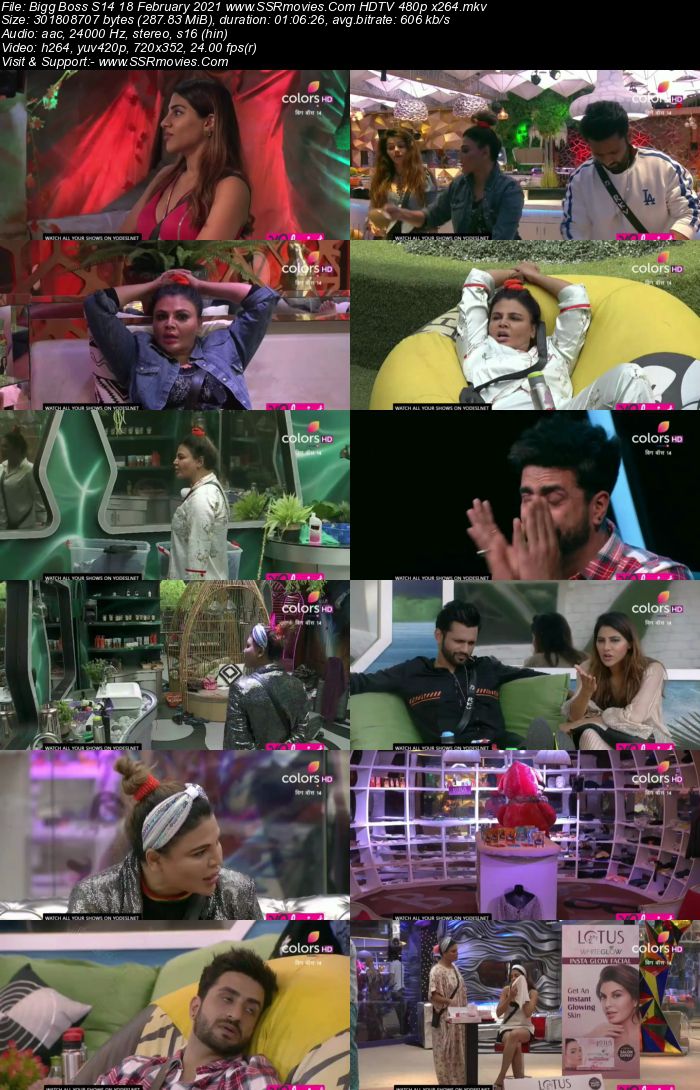 Bigg Boss S14 18th February 2021 HDTV 480p 720p 500MB Download